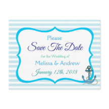 Blue Green Oceanic Anchor Save the Date Briefkaart