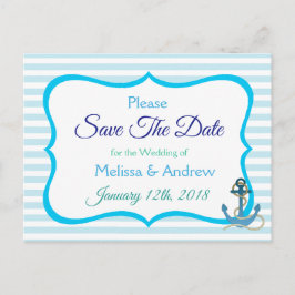 Blue Green Oceanic Anchor Save the Date Briefkaart
