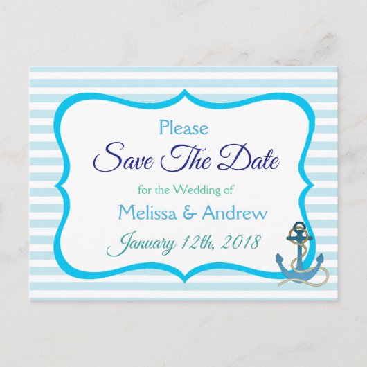 Blue Green Oceanic Anchor Save the Date Briefkaart (Voorkant)