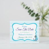Blue Green Oceanic Anchor Save the Date Briefkaart (Staand voorkant)