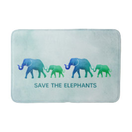 Blue Green Ombre Elephants Bath Mat