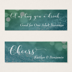 Blue Green Ombre Glitter Bokeh Mini Drink Ticket Visitekaartjes