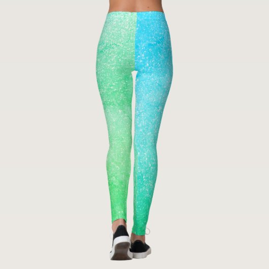 Blue Green Ombre Glitter Leggings (Achterkant)