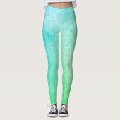 Blue Green Ombre Glitter Leggings (Voorkant)