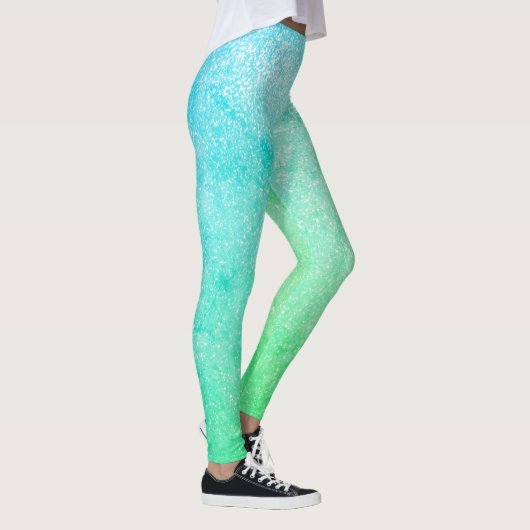 Blue Green Ombre Glitter Leggings (Rechts)
