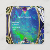 BLUE GREEN OPAL, ART NOUVEAU GOLD JEWEL MONOGRAM VIERKANTE VISITEKAARTJE (Voorkant)