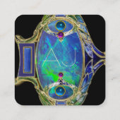 BLUE GREEN OPAL, ART NOUVEAU GOLD JEWEL MONOGRAM VIERKANTE VISITEKAARTJE (Achterkant)
