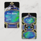 BLUE GREEN OPAL, ART NOUVEAU GOLD JEWEL MONOGRAM VISITEKAARTJE (Voorkant / Achterkant)