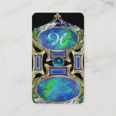 BLUE GREEN OPAL, ART NOUVEAU GOLD JEWEL MONOGRAM VISITEKAARTJE (Achterkant)