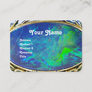 BLUE GREEN OPAL, ART NOUVEAU GOLD JEWEL MONOGRAM VISITEKAARTJE