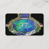 BLUE GREEN OPAL, ART NOUVEAU GOLD JEWEL MONOGRAM VISITEKAARTJE (Achterkant)