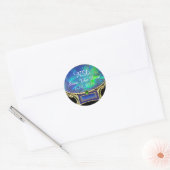BLUE GREEN OPAL, GOLD JEWEL sparen het Monogram va Ronde Sticker (Envelop)