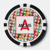 Blue Green Orange Grunge Circle Abstract Modern Poker Chips (Voorkant)