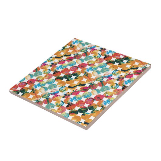 Blue Green Orange Grunge Circle Abstract Modern Tegeltje (Zijkant)