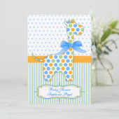Blue Green Oranje Giraffe Baby shower Kaart (Staand voorkant)