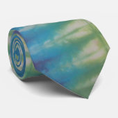 Blue Green Paars Stripe Tie Dye Necktie Stropdas (Opgerold)