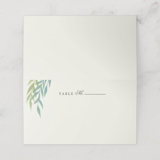 Blue Green Painted Branch Table Number Place Card Plaatskaartje (Buitenkant ongevouwen)