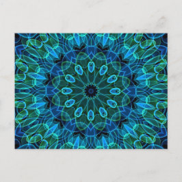 Blue Green Pareltjes kaleidoscoop Briefkaart