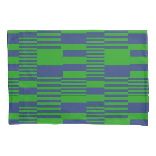 Blue Green Patchwork Stripes Design  Kussensloop (Voorkant)