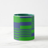 Blue Green Patchwork Stripes Design  Mok (Midden)