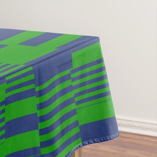 Blue Green Patchwork Stripes Design Tafelkleed (Voorbeeld)