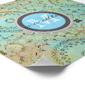 Blue Green Pattern Monogram Poster (Hoek)