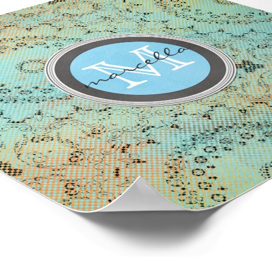 Blue Green Pattern Monogram Poster (Hoek)