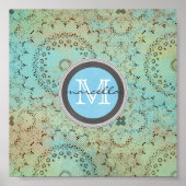 Blue Green Pattern Monogram Poster (Voorkant)