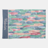 Blue Green Peach Waterverf Cacti Pattern Theedoek (Horizontaal)