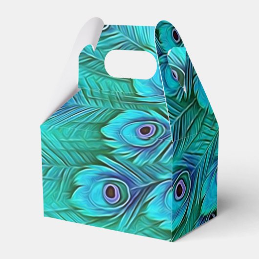 Blue Green Peacock Favor Box Bedankdoosjes (Achterkant)