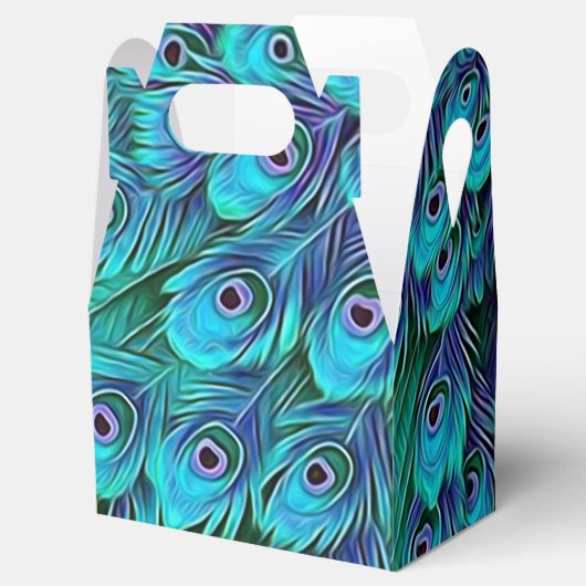 Blue Green Peacock Favor Box Bedankdoosjes (Geopend)