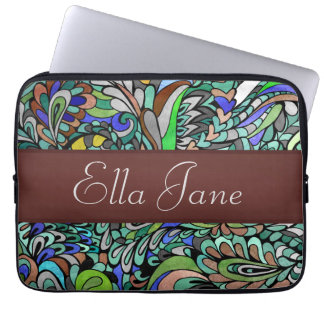 Blue Green Peacock Groovy-laptopcomputer sleeve