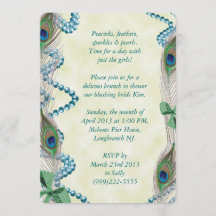 Blue/Green Peacock Invitation