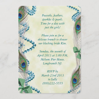 Blue/Green Peacock Invitation Kaart