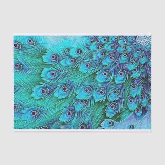 Blue Green Peacock Tissue Paper Tissuepapier (Voorkant)