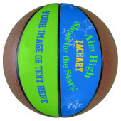 Blue Green Persoonlijke naam Stars Basketball Mini Basketbal (Verticaal)