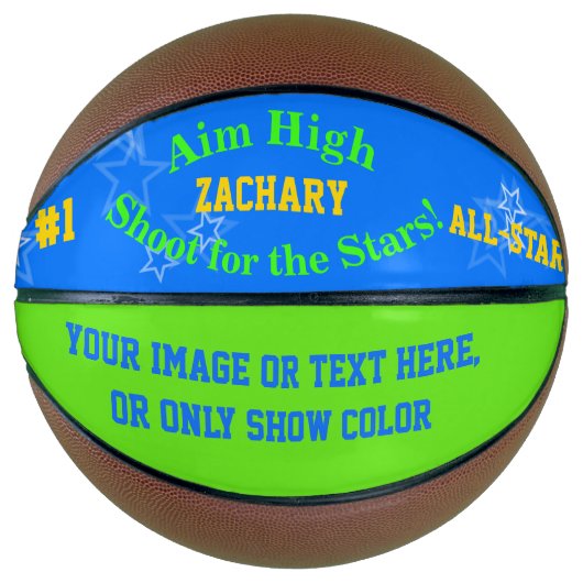 Blue Green Persoonlijke naam Stars Basketball Mini Basketbal (Voorkant)
