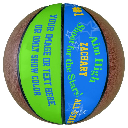 Blue Green Persoonlijke naam Stars Basketball Mini Basketbal (Verticaal)