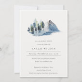 Blue Green Pine Bossen Mountain Baby shower Invite Bedankkaart (Voorkant)