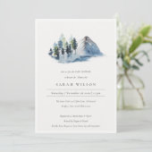 Blue Green Pine Bossen Mountain Baby shower Invite Bedankkaart (Staand voorkant)