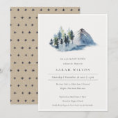 Blue Green Pine Bossen Mountain Baby shower Invite Bedankkaart (Voorkant / Achterkant)