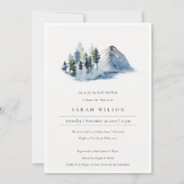 Blue Green Pine Bossen Mountain Baby shower Invite Bedankkaart