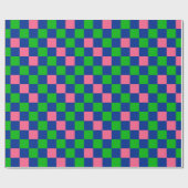 Blue Green Pink Checkered Pattern Design  Cadeaupapier (Vlak)