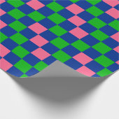 Blue Green Pink Checkered Pattern Design  Cadeaupapier (Hoek)