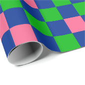 Blue Green Pink Checkered Pattern Design  Cadeaupapier (Rol Hoek)