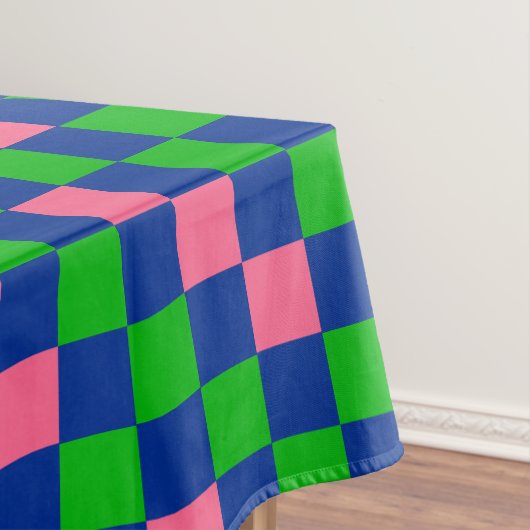 Blue Green Pink Checkered Pattern Design  Tafelkleed (Voorbeeld)