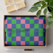 Blue Green Pink Checkered Pattern Design  Tissuepapier (Geschenk)