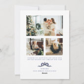 Blue Green Plaid Bow Kerstfoto Vakantie Kaart (Achterkant)