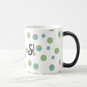 Blue Green Polka Dots Monogrammed Magische Mok