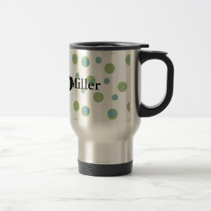 Blue Green Polka Dots Monogrammed Reisbeker